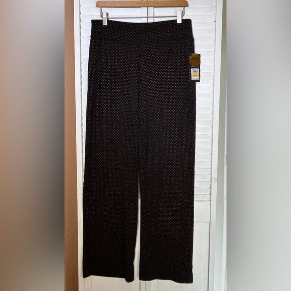 Nine West black gold studded wide leg flowy palazzo pull on pants NWT medium - Picture 7 of 15